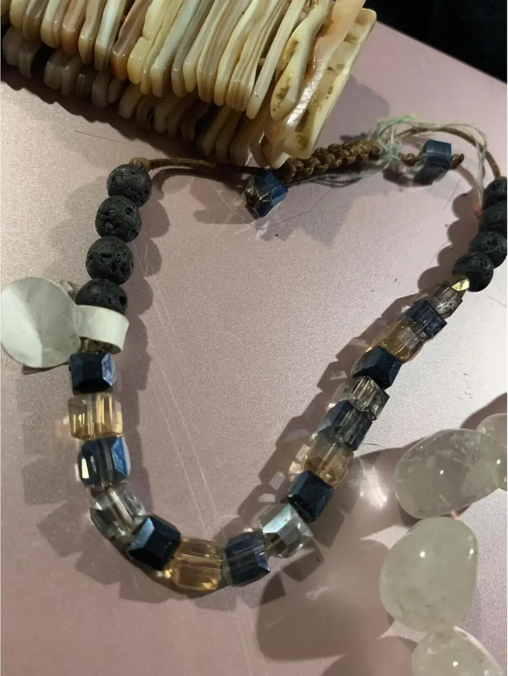 Handmade Beaded Bracelet with Mixed Stone and Lava Beads